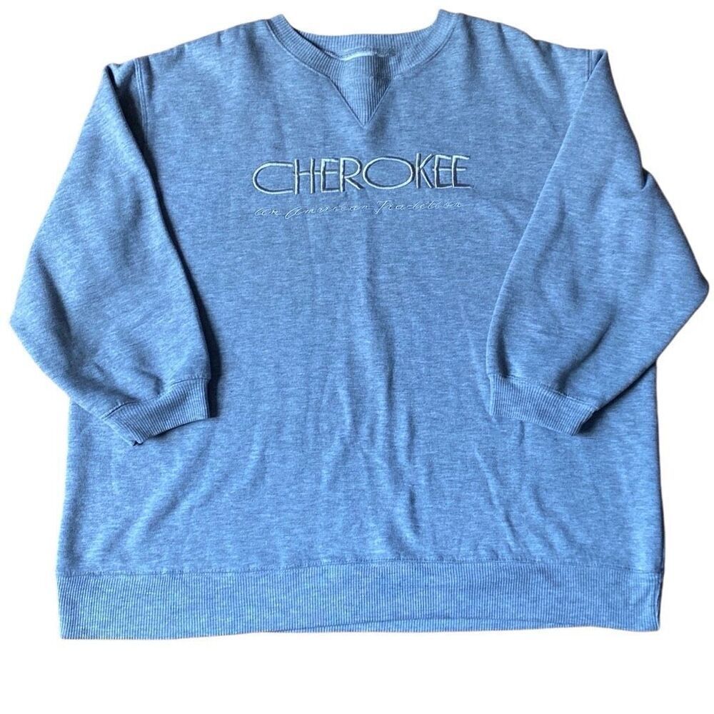 Cherokee Sweatshirt Large Grey Crew Neck VTG Relaxed Pullover Outdoors